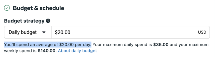 Daily budget